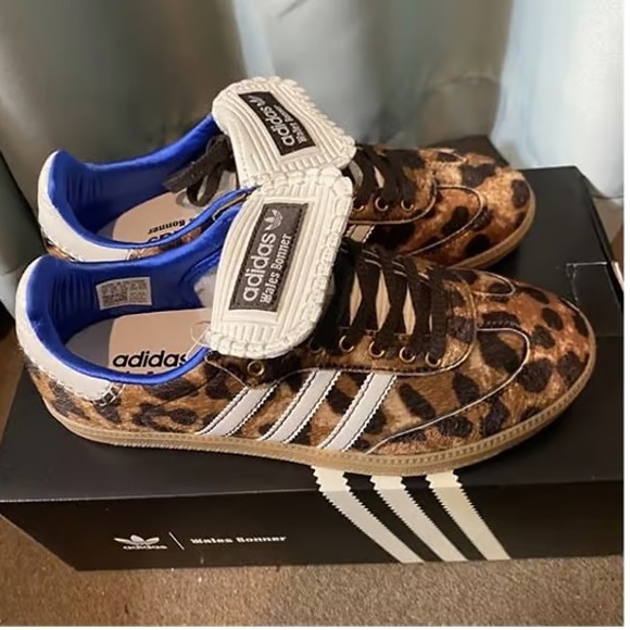 Women's Adidas x Wales Bonner Samba Leopard Print Pony Sneakers - Picture 2 of 7
